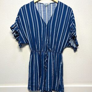 Good Luck Gem Blue Striped Romper Women's Sz S